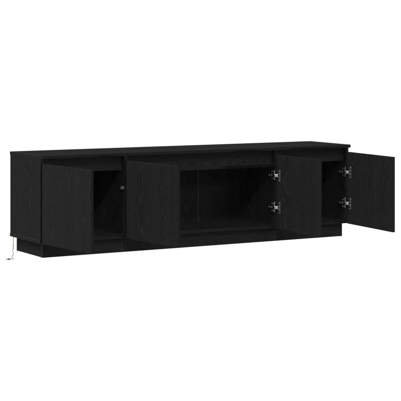 Szafka pod telewizor z LED Czarny Dąb 180 x 38 x 49 cm
