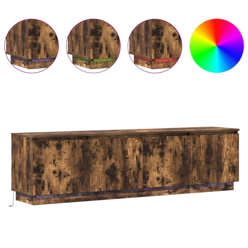 Szafka pod telewizor Ze LED Lights Dąb wędzony 180 x 38 x 49 cm