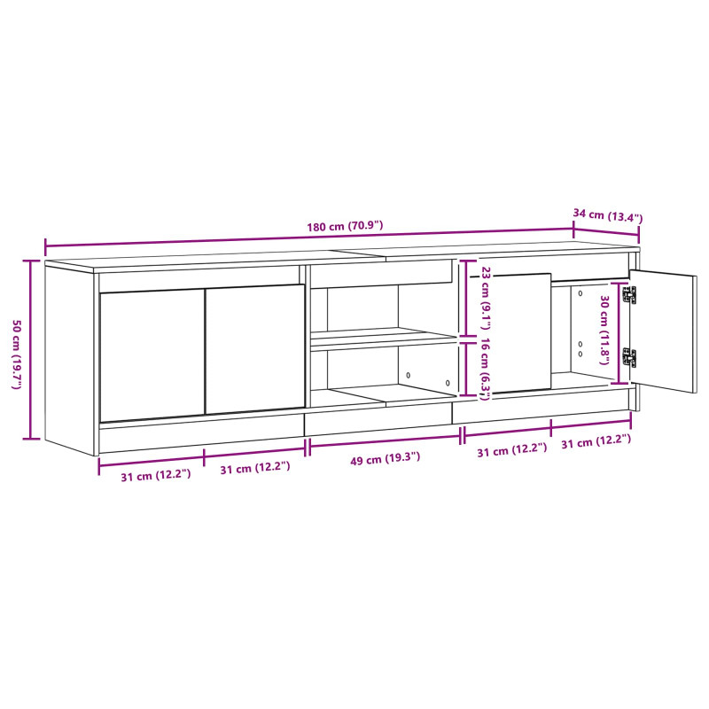 Jednostki telewizyjne 2 pcs Brązowy 180 x 34 x 50 cm
