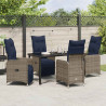 Zestaw stół i krzesła z poduszką 5 pcs Szary Rattan PE