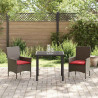Zestaw stół i krzesła z poduszką 3 pcs Brązowy Rattan PE