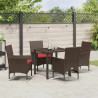 Zestaw stół i krzesła z poduszką 5 pcs Brązowy Rattan PE