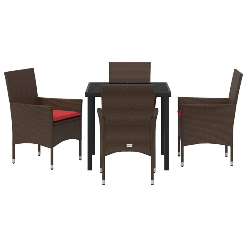 Zestaw stół i krzesła z poduszką 5 pcs Brązowy Rattan PE
