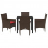 Zestaw stół i krzesła z poduszką 5 pcs Brązowy Rattan PE