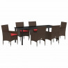 Zestaw stół i krzesła z poduszką 7 pcs Brązowy Rattan PE