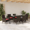 Zestaw stół i krzesła z poduszką 7 pcs Brązowy Rattan PE