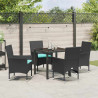 Zestaw stół i krzesła z poduszką 5 pcs Czarny Rattan PE