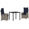 Zestaw do jadalni w ogrodzie 3 pcs Szary i czarny rattan