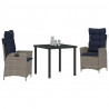 Zestaw do jadalni w ogrodzie 3 pcs Szary i czarny rattan