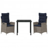 Zestaw do jadalni w ogrodzie 3 pcs Szary i czarny rattan