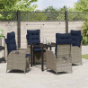Zestaw do jadalni w ogrodzie 5 pcs Szary i czarny rattan