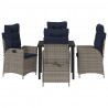 Zestaw do jadalni w ogrodzie 5 pcs Szary i czarny rattan