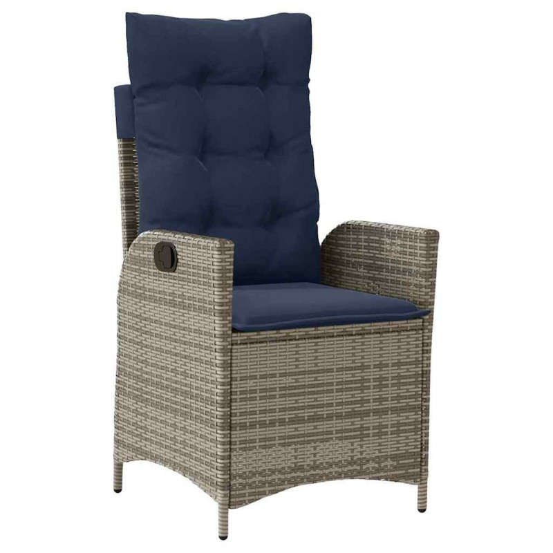 Zestaw do jadalni w ogrodzie 7 pcs Szary i czarny rattan