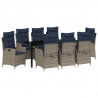 Zestaw do jadalni w ogrodzie 9 pcs Szary i czarny rattan