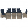 Zestaw do jadalni w ogrodzie 9 pcs Szary i czarny rattan