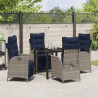 Zestaw do jadalni w ogrodzie 5 pcs Szary i czarny rattan
