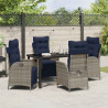 Zestaw do jadalni w ogrodzie 5 pcs Szary i czarny rattan