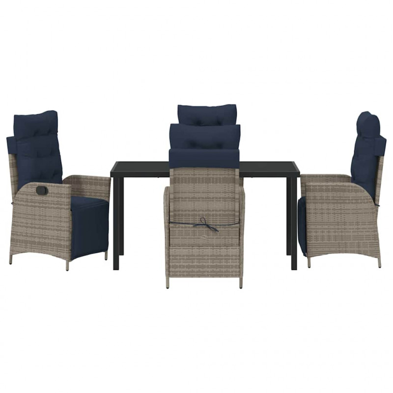 Zestaw do jadalni w ogrodzie 5 pcs Szary i czarny rattan