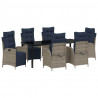 Zestaw do jadalni w ogrodzie 7 pcs Szary i czarny rattan