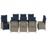 Zestaw do jadalni w ogrodzie 9 pcs Szary i czarny rattan