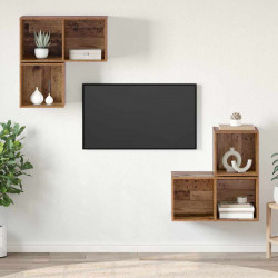 Zestaw szafek RTV 4 pcs Stare drewno Materiał drewnopochodny
