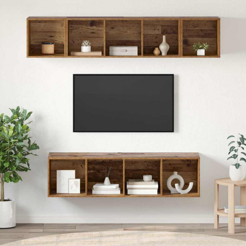 Zestaw szafek RTV 4 pcs Stare drewno Materiał drewnopochodny