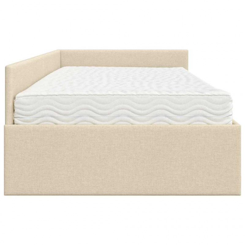 Rama Łóżka Narożnego z Materacem Inny 2 pcs Kremowy tkanina