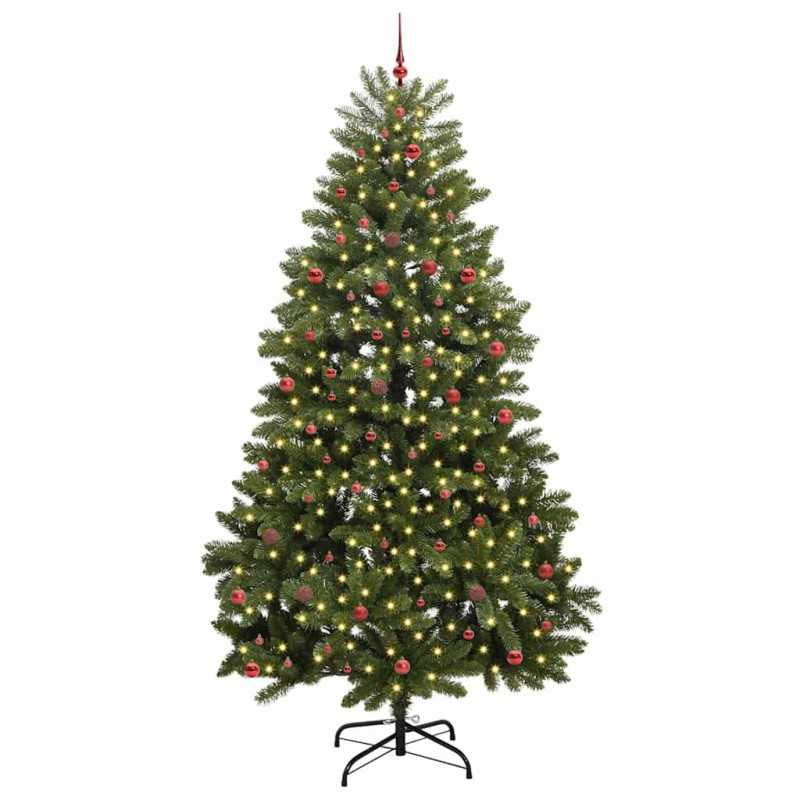Sztuczna choinka z 300 diodami LED Zielony 300 cm PVC i Metal