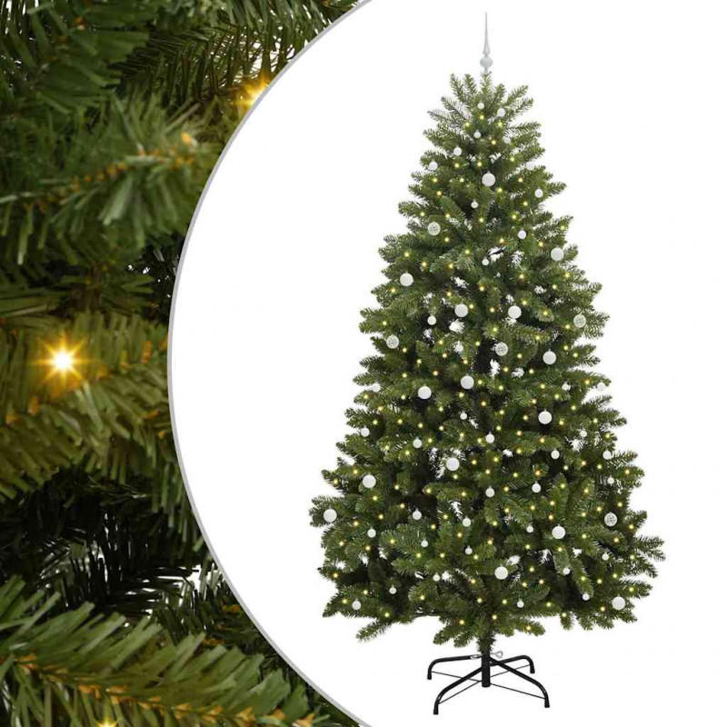 Sztuczna choinka z 300 diodami LED Zielony 300 cm PVC i Metal
