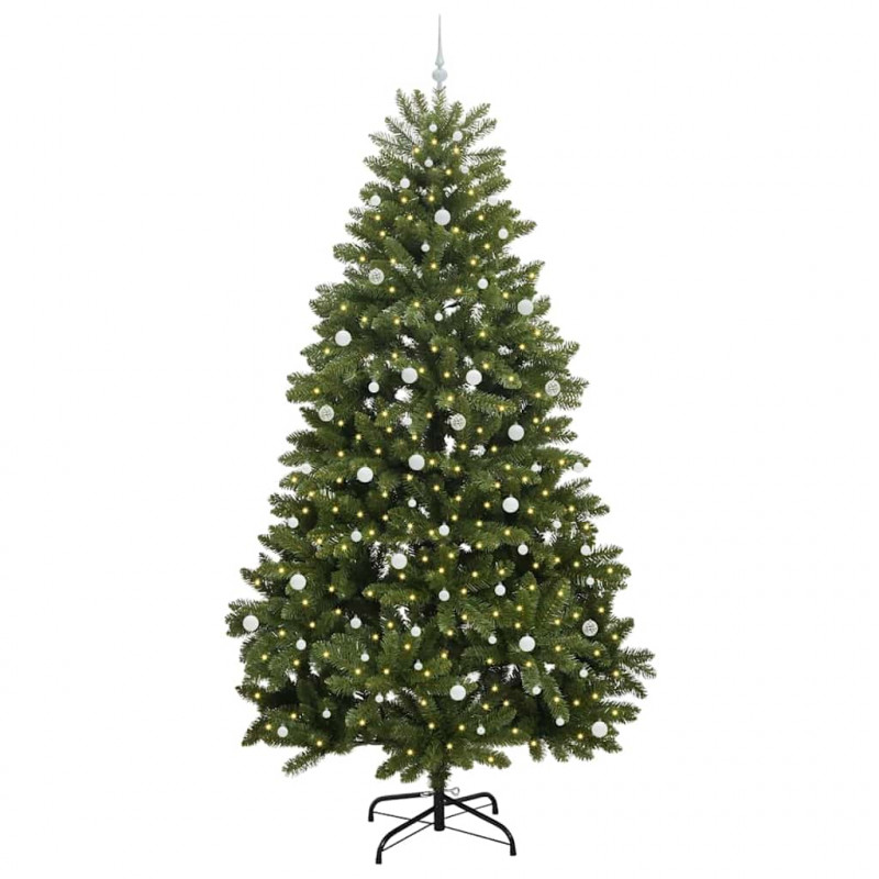 Sztuczna choinka z 300 diodami LED Zielony 300 cm PVC i Metal
