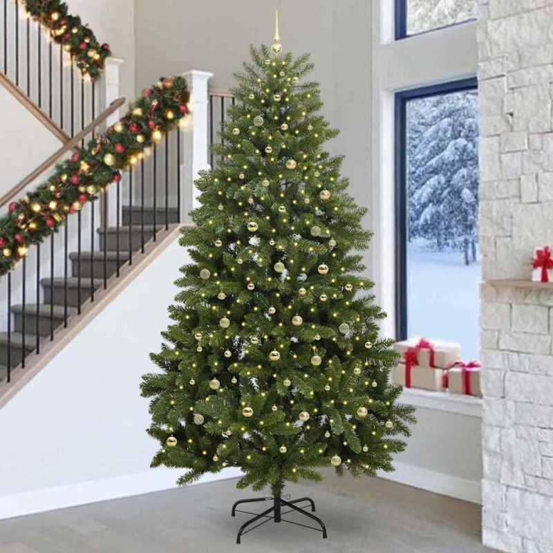 Sztuczna choinka z 300 diodami LED Zielony 300 cm PVC i Metal
