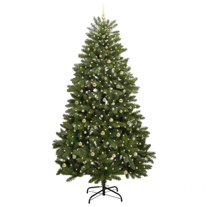 Sztuczna choinka z 300 diodami LED Zielony 300 cm PVC i Metal