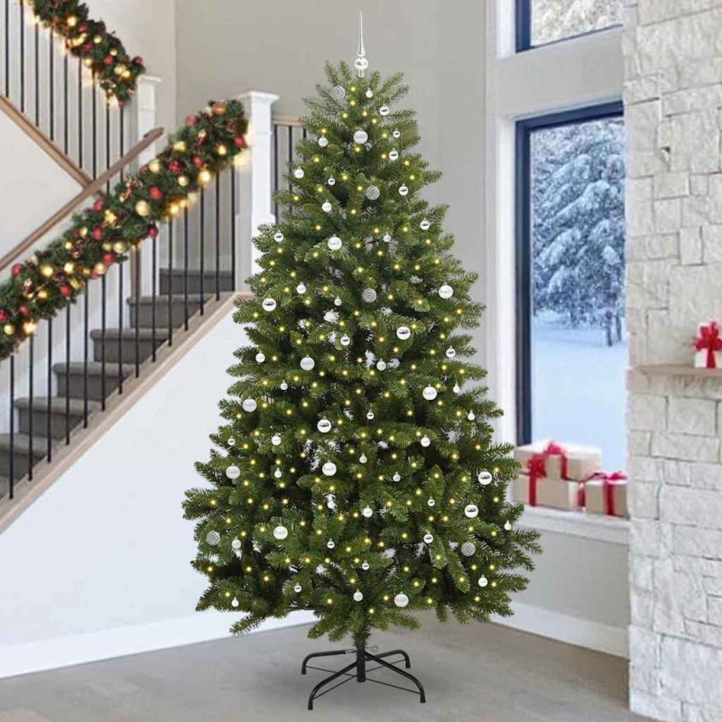 Sztuczna choinka z 300 diodami LED Zielony 300 cm PVC i Metal