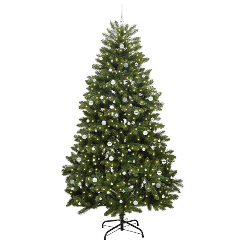Sztuczna choinka z 300 diodami LED Zielony 300 cm PVC i Metal