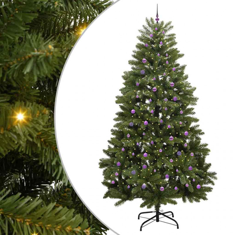 Sztuczna choinka z 300 diodami LED Zielony 300 cm PVC i Metal