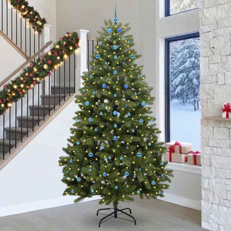 Sztuczna choinka z 300 diodami LED Zielony 300 cm PVC i Metal