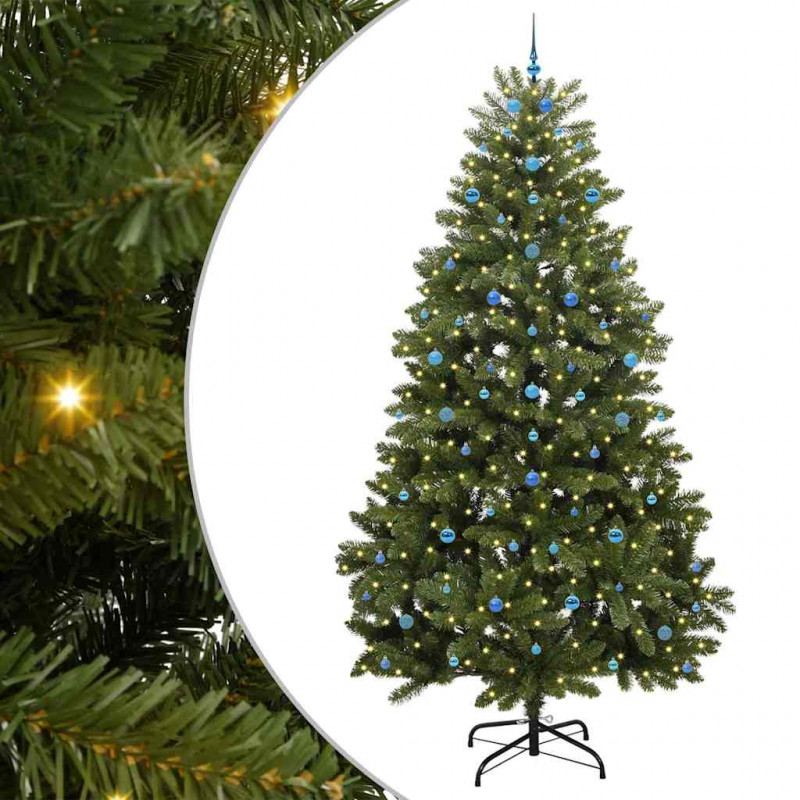 Sztuczna choinka z 300 diodami LED Zielony 300 cm PVC i Metal