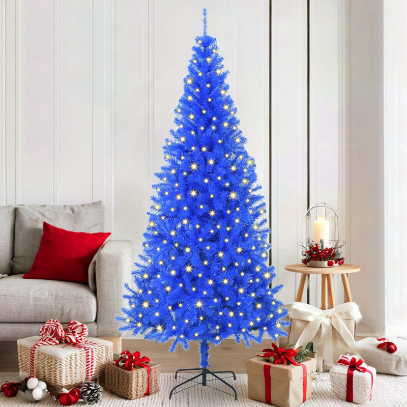 Choinka z 300 diodami LED z podstawą Niebieski 180 cm PVC
