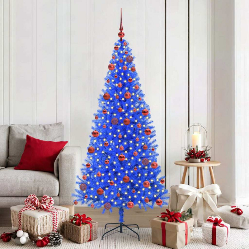 Choinka z 300 diodami LED z podstawą Niebieski 180 cm PVC