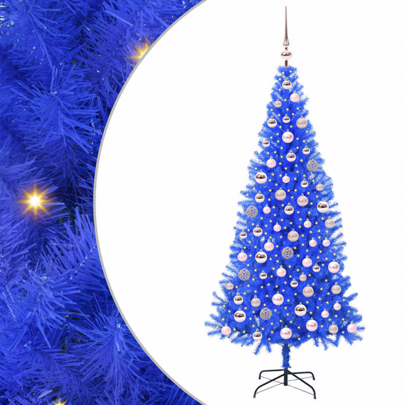 Choinka z 300 diodami LED z podstawą Niebieski 180 cm PVC
