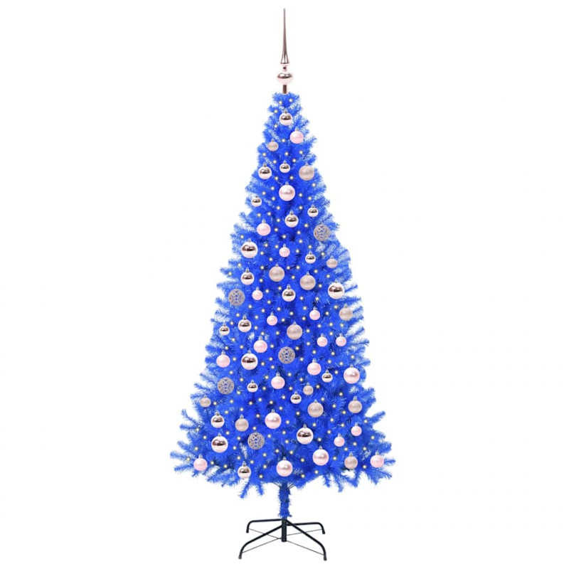 Choinka z 300 diodami LED z podstawą Niebieski 180 cm PVC