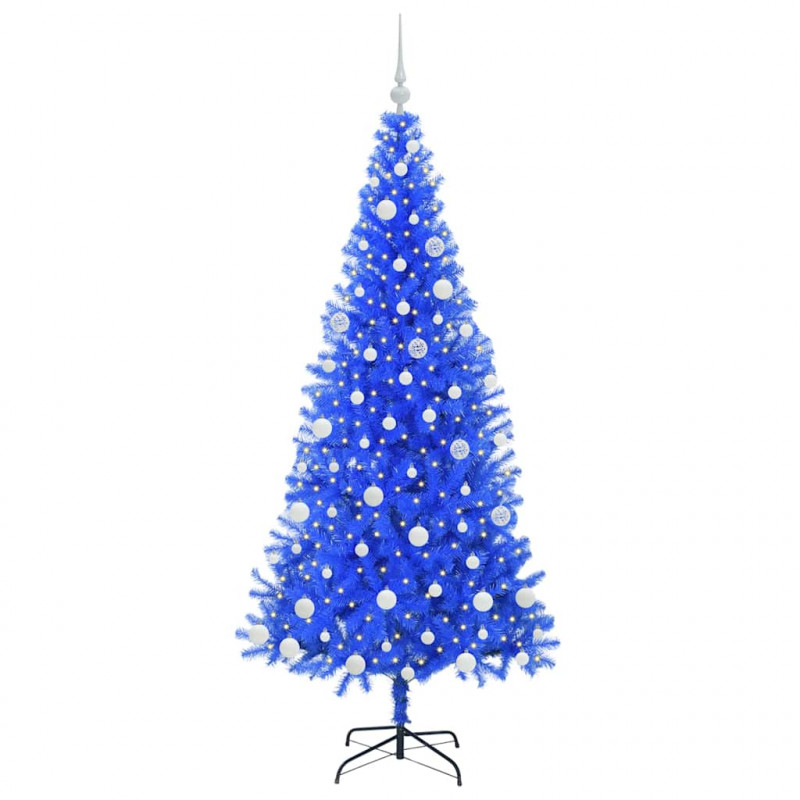 Choinka z 300 diodami LED z podstawą Niebieski 180 cm PVC
