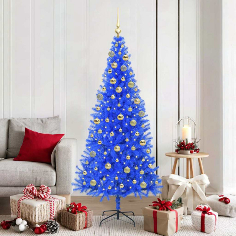 Choinka z 300 diodami LED z podstawą Niebieski 180 cm PVC
