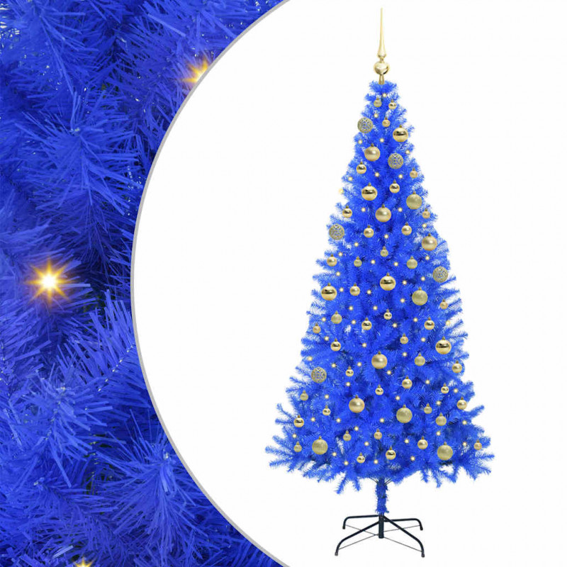 Choinka z 300 diodami LED z podstawą Niebieski 180 cm PVC