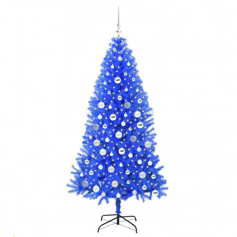 Choinka z 300 diodami LED z podstawą Niebieski 180 cm PVC