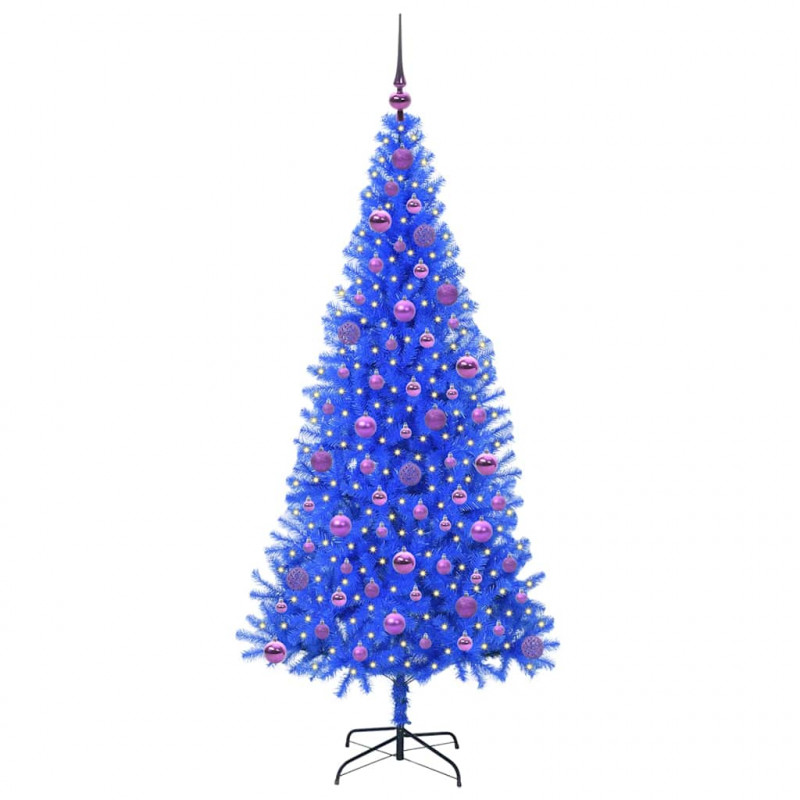 Choinka z 300 diodami LED z podstawą Niebieski 180 cm PVC