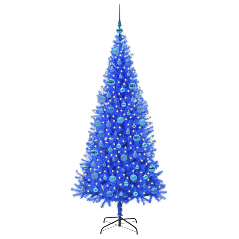 Choinka z 300 diodami LED z podstawą Niebieski 180 cm PVC