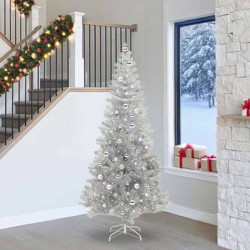 Choinka z 300 diodami LED z podstawą Srebrny 240 cm PET