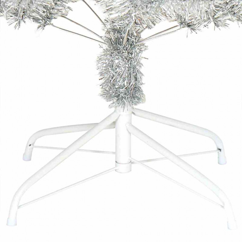 Choinka z 300 diodami LED z podstawą Srebrny 240 cm PET