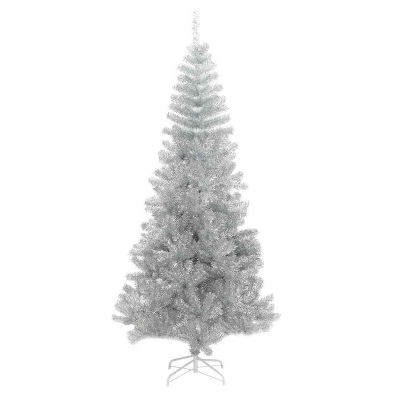 Choinka z 300 diodami LED z podstawą Srebrny 240 cm PET